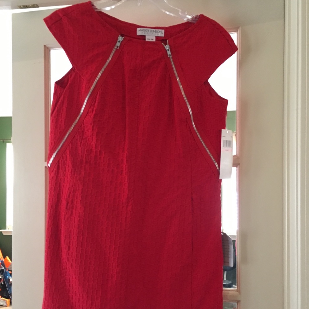 Tailored red dress.Maggie London.